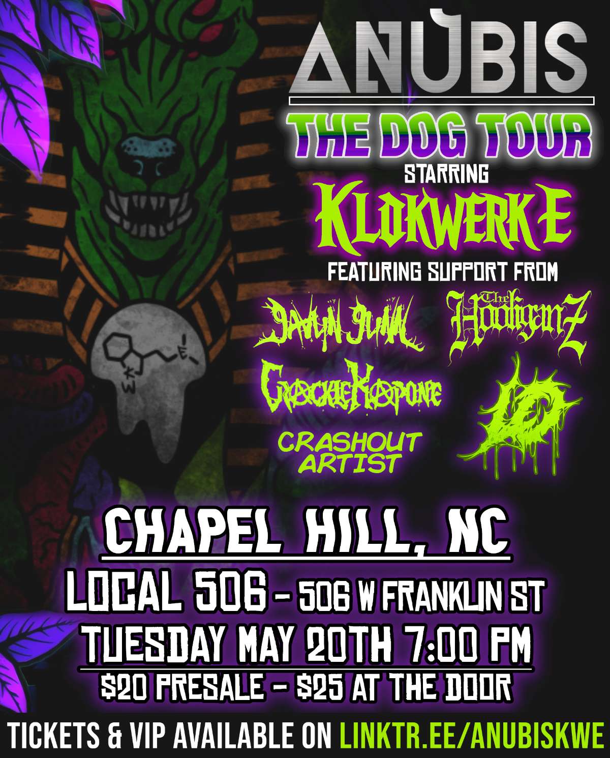 Anubis The Dog Tour: Klokwork E with Gavyn Gun, The Hooliganz, Krackle Kapone, Crashout Artist, and Lo