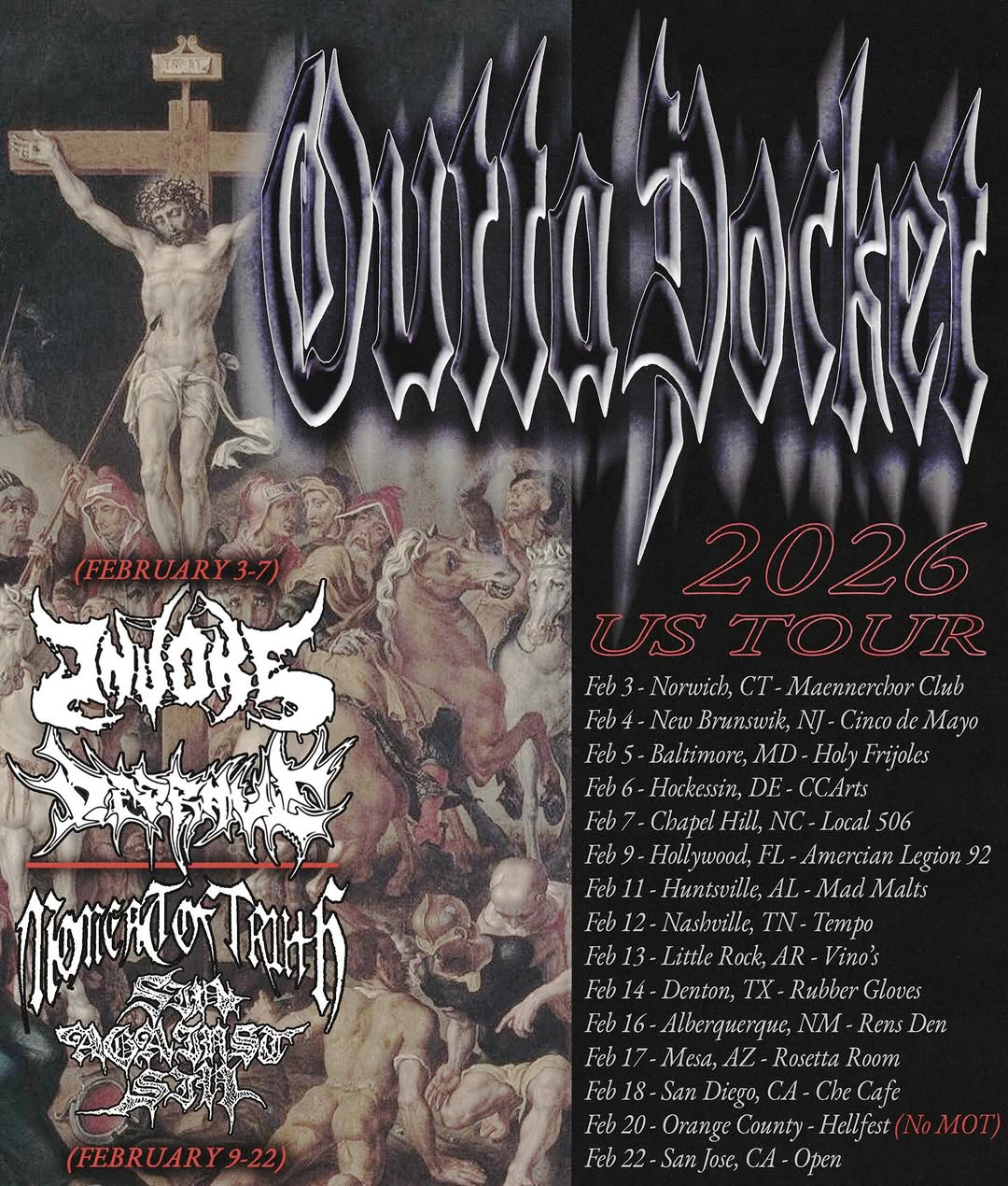 Outta Pocket and Invoke with Eyez Wide Shut, Deprave, and Skin You Alive