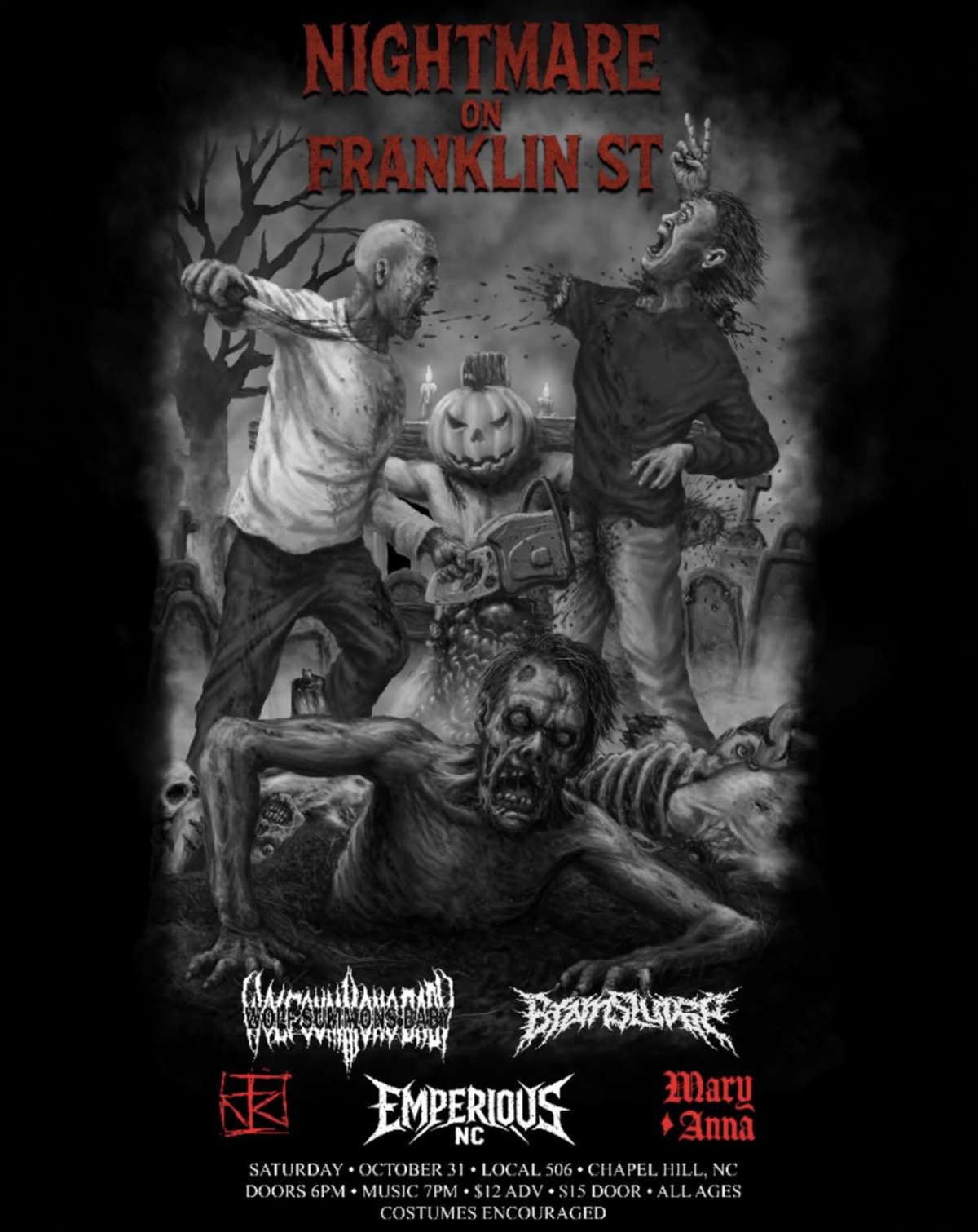 Nightmare on Franklin Street II: Wolf Summons Baby, Brainsludge, Deepest Red, Emperious, Mary Anna