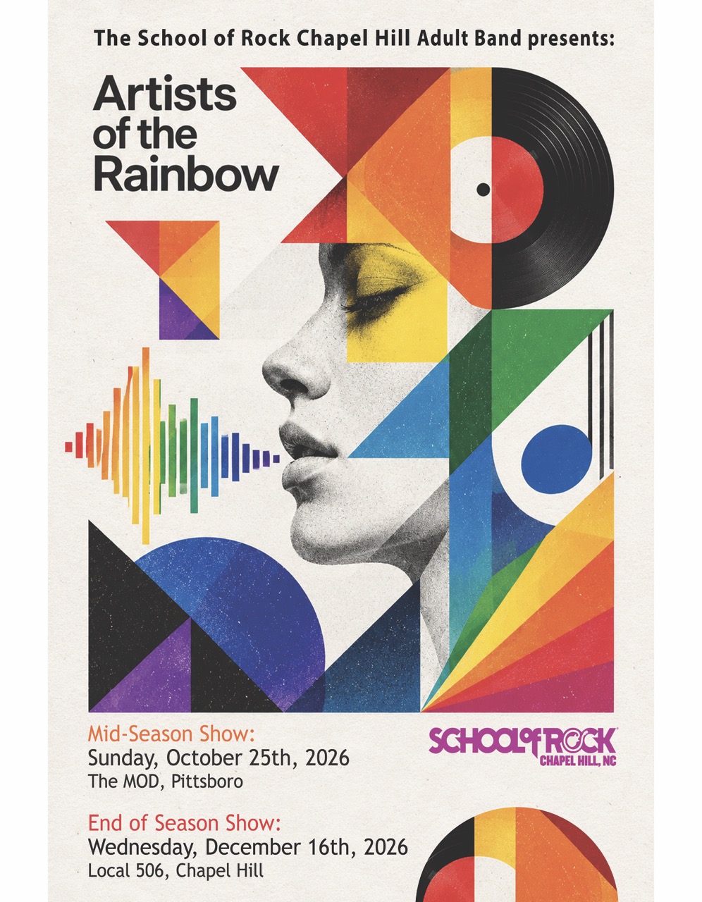 School of Rock Chapel Hill Adult Band Presents: Artists of the Rainbow